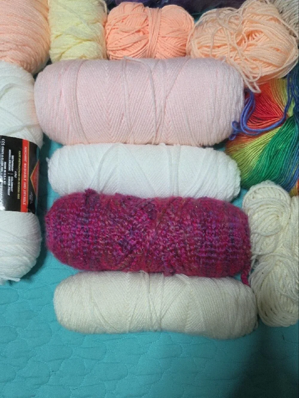 4 1/2 Pounds of Full & Used Multi-Color Yarn Assortment with Rainbow and Pastels